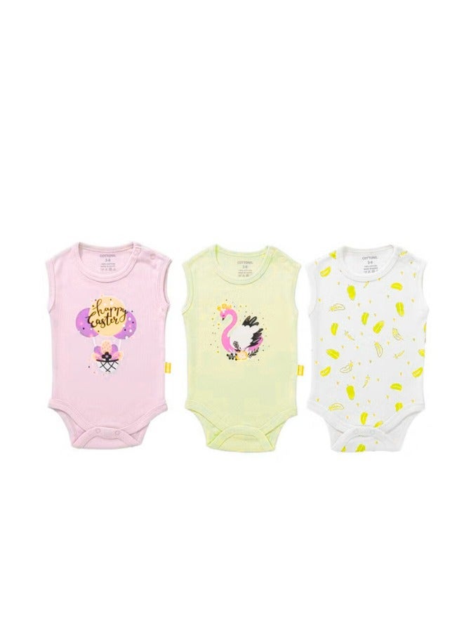 Baby Girls Cut Onesies "With Snap Closure" - Bundle of 3 Onesies
