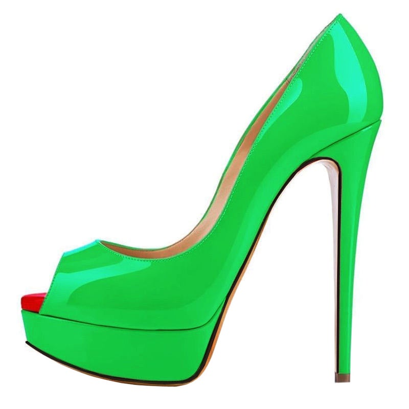 High-Quality Patent Leather Small Fish Mouth High Heel Water Platform Shallow Mouth Shoes Catwalk Women'S Shoes Large Size 46 Can Be Set Color - Image 1