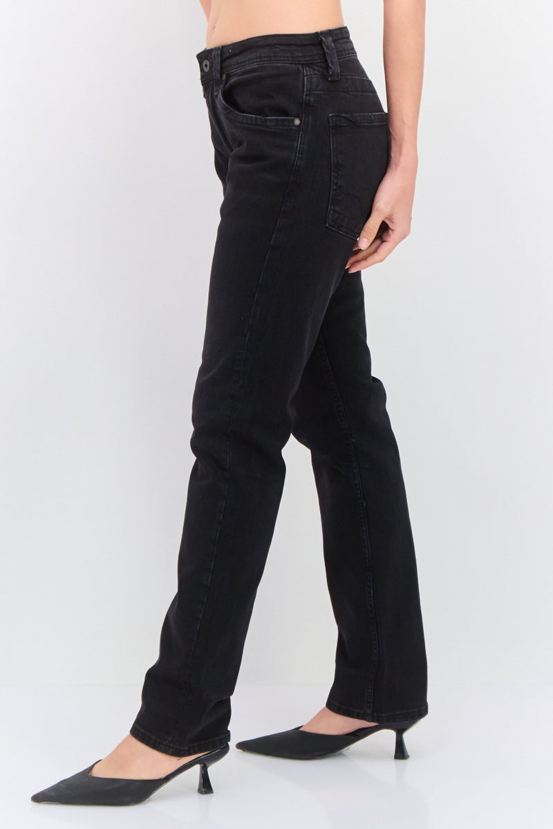 Pepe Jeans جينز نسائي بقصة عادية وقابل للتمدد، ساق مستقيم، أسود مغسول - Image 2