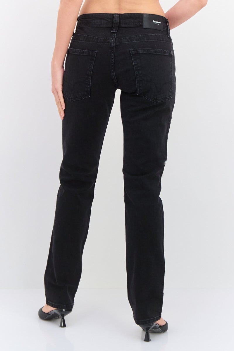 Pepe Jeans جينز نسائي بقصة عادية وقابل للتمدد، ساق مستقيم، أسود مغسول - Image 3