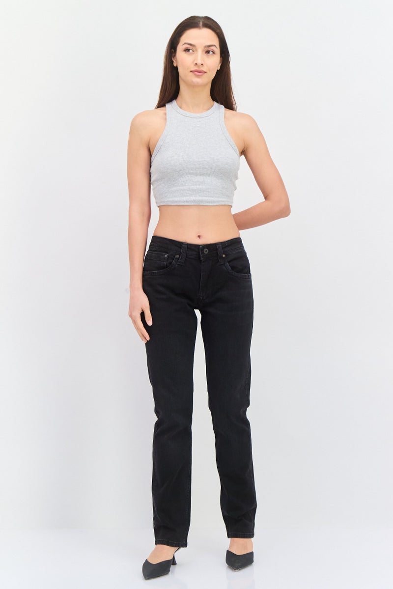 Pepe Jeans جينز نسائي بقصة عادية وقابل للتمدد، ساق مستقيم، أسود مغسول - Image 4