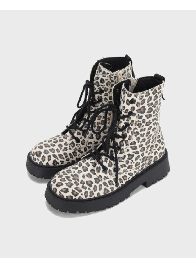 Zara Fashionable Leopard Print Lightweight Comfortable Casual Boots Low-heel Ankle Fashion Boots - Image 1