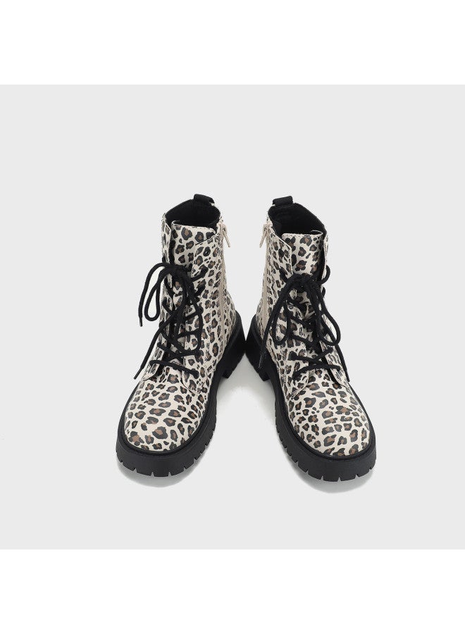Zara Fashionable Leopard Print Lightweight Comfortable Casual Boots Low-heel Ankle Fashion Boots - Image 3