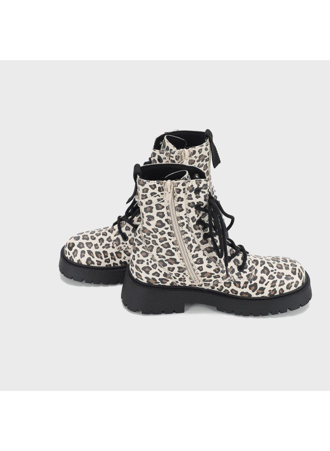 Zara Fashionable Leopard Print Lightweight Comfortable Casual Boots Low-heel Ankle Fashion Boots - Image 4