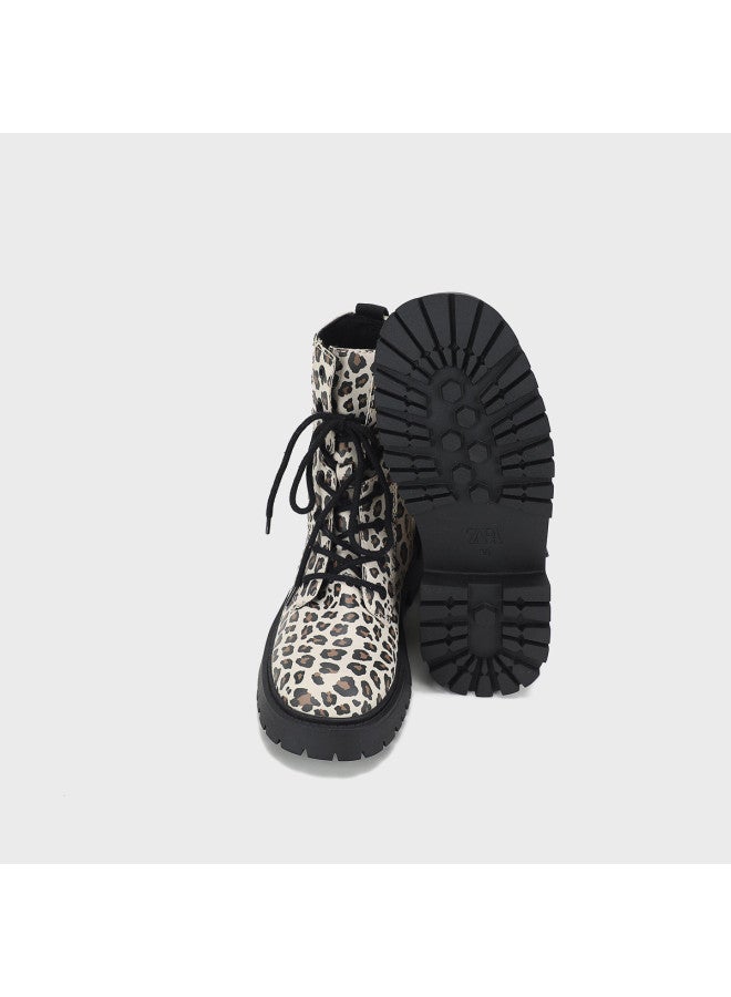 Zara Fashionable Leopard Print Lightweight Comfortable Casual Boots Low-heel Ankle Fashion Boots - Image 5