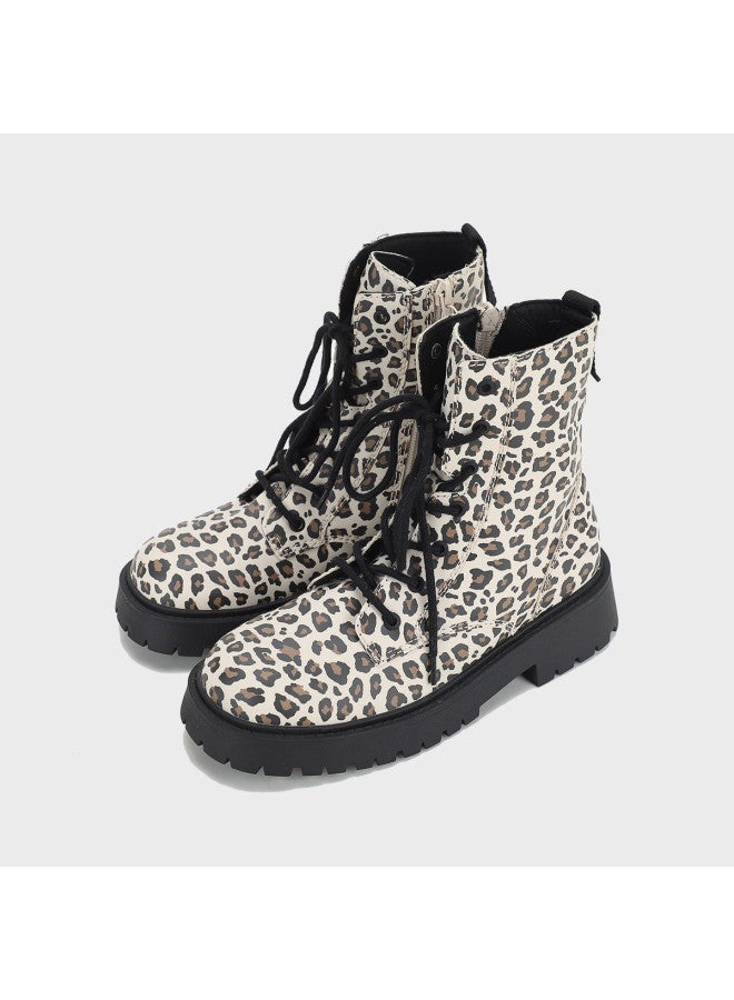 Zara Fashionable Leopard Print Lightweight Comfortable Casual Boots Low-heel Ankle Fashion Boots - Image 2