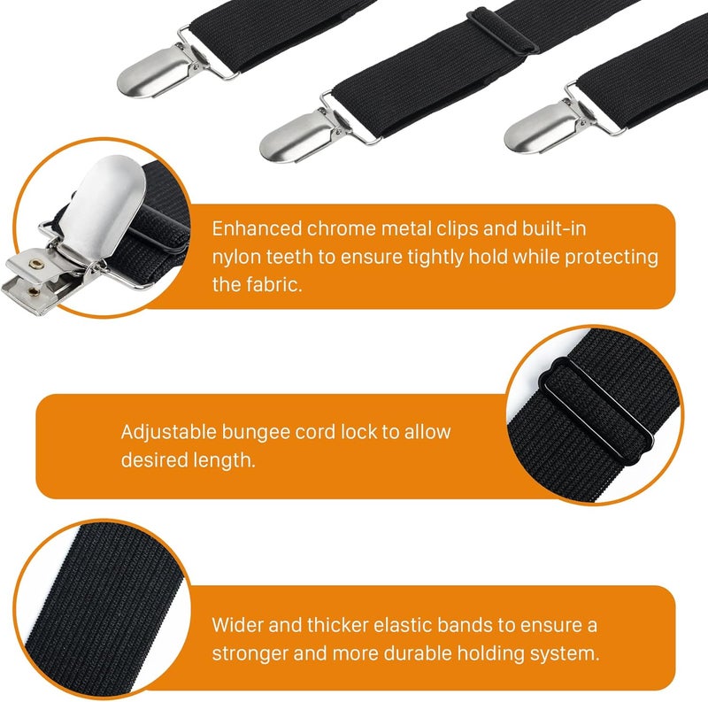 Korlon 8 Pack Bed Sheet Straps, Adjustable Fitted Sheet Straps Clips, Heavy Duty Bed Sheet Clips Holder for Bed Sheets, Mattress Covers, Sofa Cushion - Image 4
