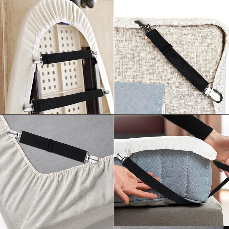 Korlon 8 Pack Bed Sheet Straps, Adjustable Fitted Sheet Straps Clips, Heavy Duty Bed Sheet Clips Holder for Bed Sheets, Mattress Covers, Sofa Cushion - Image 5