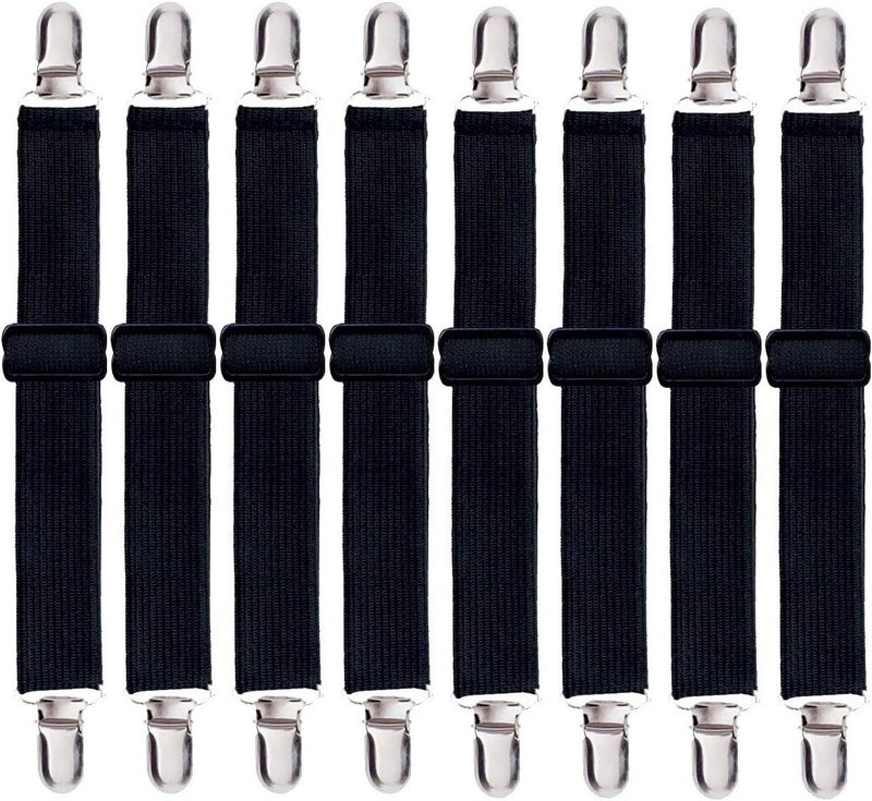 Korlon 8 Pack Bed Sheet Straps, Adjustable Fitted Sheet Straps Clips, Heavy Duty Bed Sheet Clips Holder for Bed Sheets, Mattress Covers, Sofa Cushion - Image 1