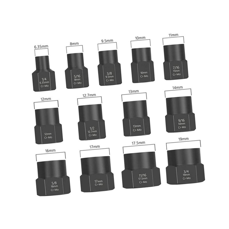 13 Piece Chrome Molybdenum Bolt Nut Remover Kit For Stripped Rusted Lug Nuts Wheel Lock Extraction Tool Set - Image 3