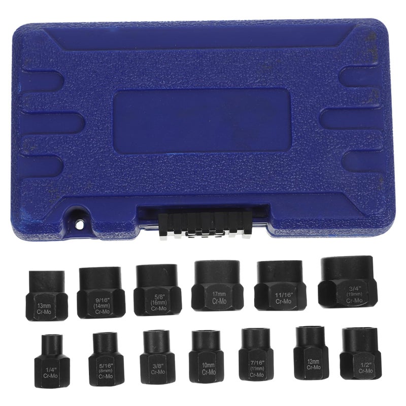 13 Piece Chrome Molybdenum Bolt Nut Remover Kit For Stripped Rusted Lug Nuts Wheel Lock Extraction Tool Set - Image 2