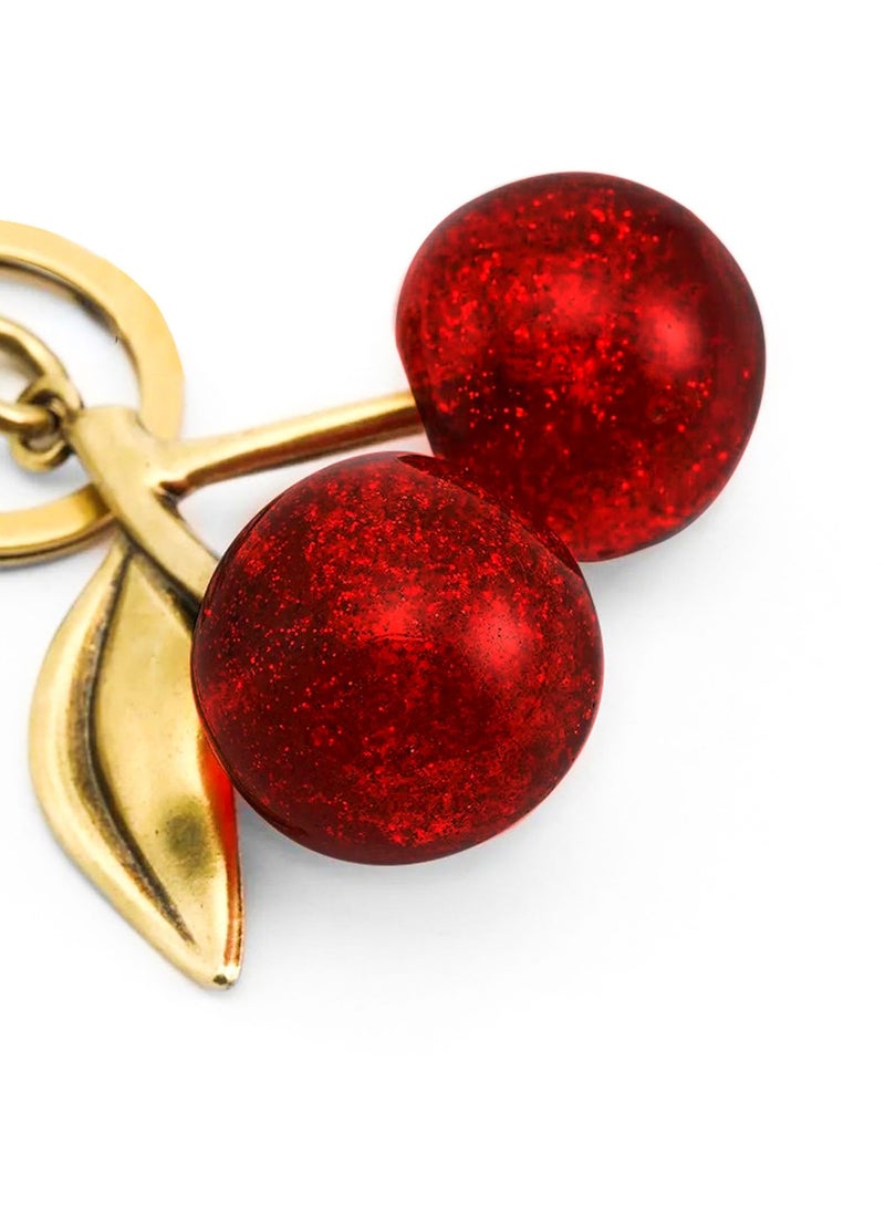 VIUAUAX Keychain Ring For Keys, Glitter Cherry Bag Charm with Key Ring and Clip,Anti-lost Car Keychain, Sparkling Resin & Metal Accessory for Purses and Bags - Image 2