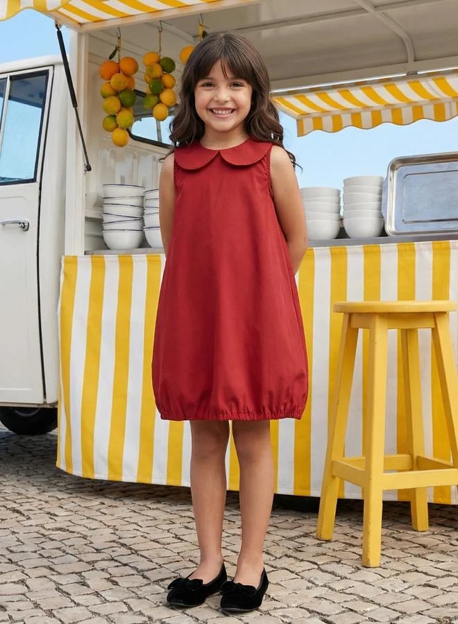 جلو باص Globus Girls Red Peter Pan Collar Flared Hem Balloon Party Mini Dress