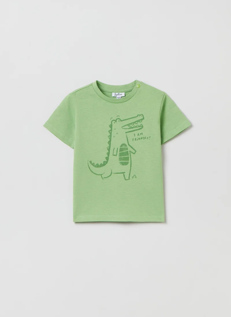 او في اس Cotton T-shirt with print
