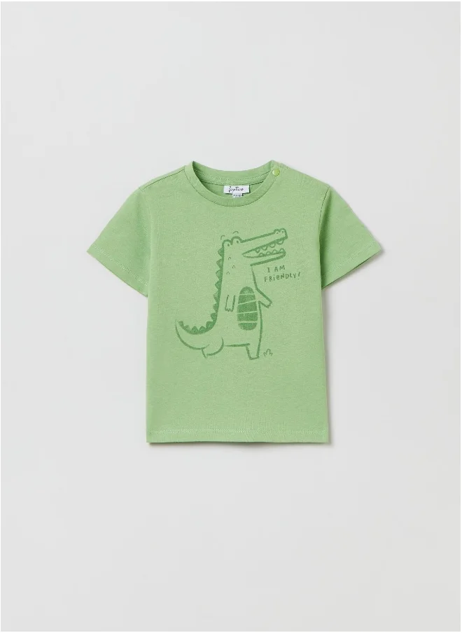 او في اس Cotton T-shirt with print