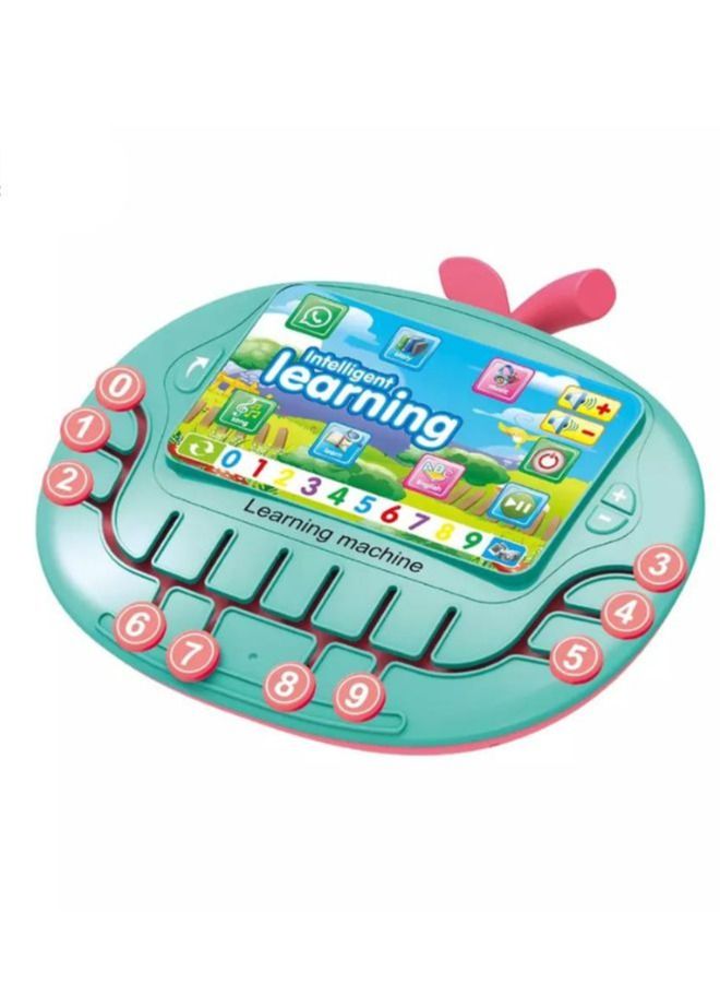 Multifunctional Tablet Learning Machine, Interactive Educational Toy with Letters, Numbers, Music, Story Telling, and more, Modern math learning machine toy apple shape for Toddlers Green - Image 1