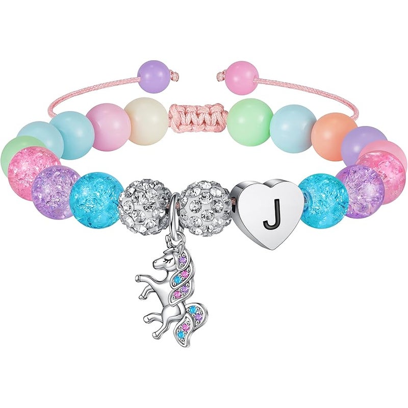 Hidepoo Unicorn Birthday Gifts - Unicorn Bracelet Gifts for Girls, Adjustable Beads and Rhinestone Balls Unicorn Bracelet Initial Unicorn Bracelets Jewelry Unicorn Bracelet Birthday Gifts for Girls - Image 1
