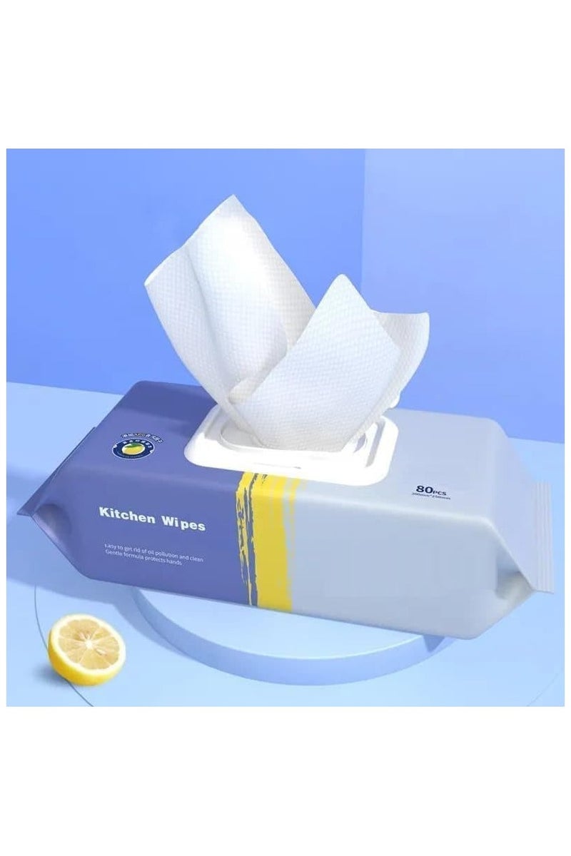 Generic Disposable kitchen grease wipes 80 wipes - strong restaurant wipes for removing grease and food stains and cleaning wet glass tables. - Image 1