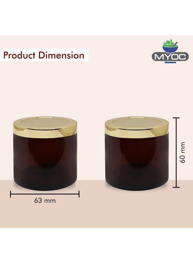 Myoc جرار MYOC العنبر مع غطاء ذهبي وغطاء داخلي لكريمات، جل، مقشر للجسم وزبدة، حاوية تجميل محمولة قابلة لإعادة الاستخدام وإعادة التعبئة - 100 جرام (عبوة من 4) - Image 2