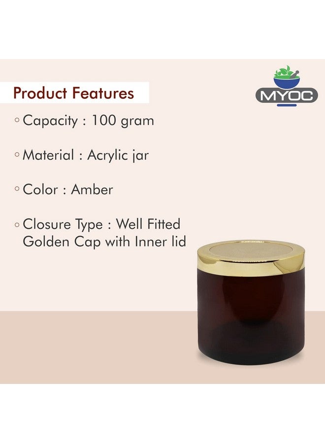 Myoc جرار MYOC العنبر مع غطاء ذهبي وغطاء داخلي لكريمات، جل، مقشر للجسم وزبدة، حاوية تجميل محمولة قابلة لإعادة الاستخدام وإعادة التعبئة - 100 جرام (عبوة من 4) - Image 3