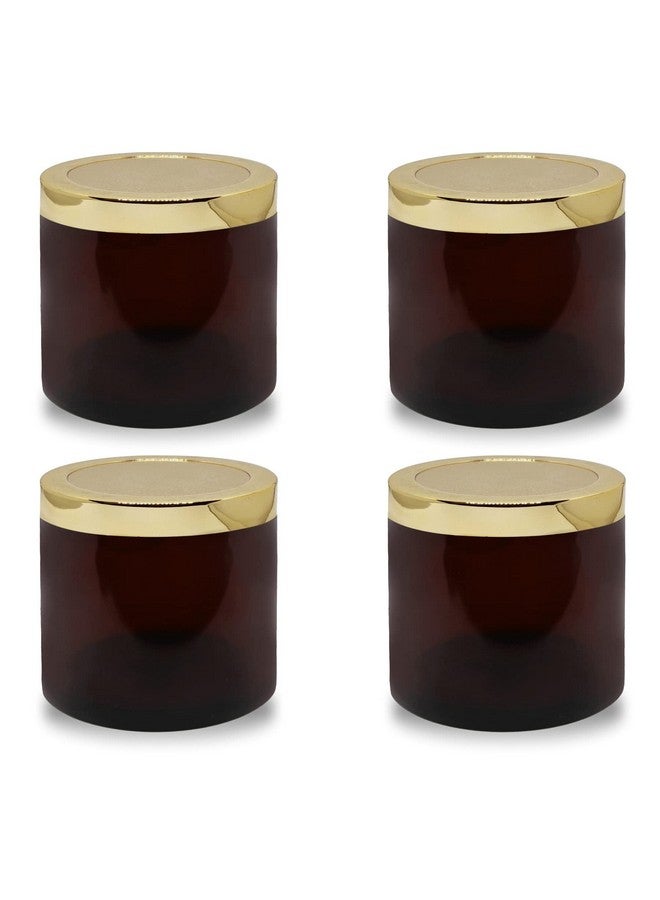 Myoc جرار MYOC العنبر مع غطاء ذهبي وغطاء داخلي لكريمات، جل، مقشر للجسم وزبدة، حاوية تجميل محمولة قابلة لإعادة الاستخدام وإعادة التعبئة - 100 جرام (عبوة من 4) - Image 1