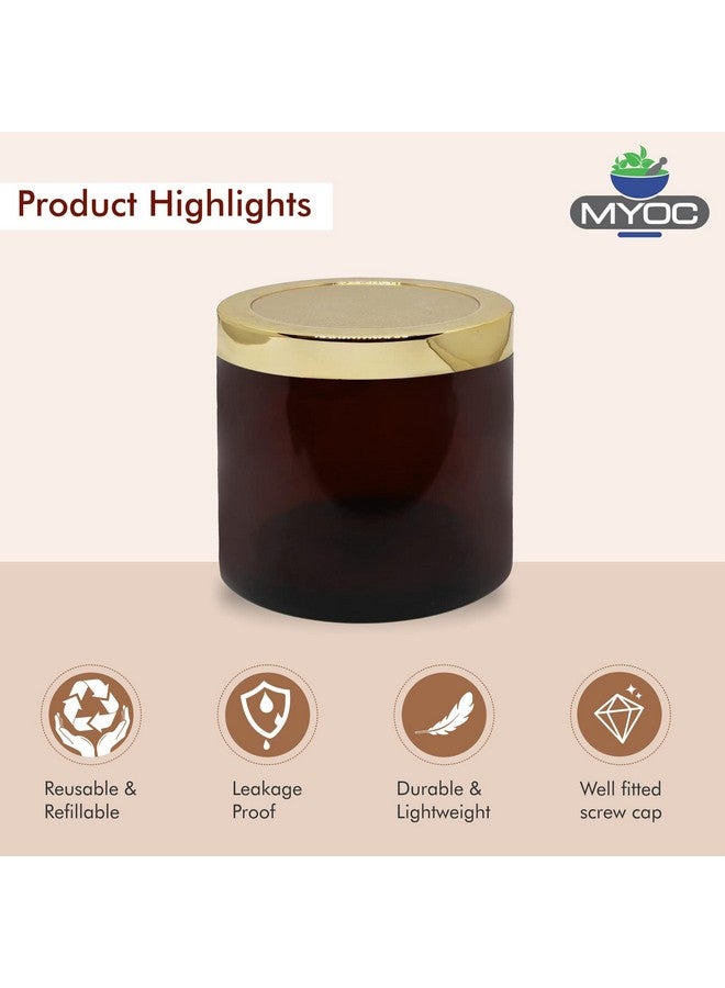 Myoc جرار MYOC العنبر مع غطاء ذهبي وغطاء داخلي لكريمات، جل، مقشر للجسم وزبدة، حاوية تجميل محمولة قابلة لإعادة الاستخدام وإعادة التعبئة - 100 جرام (عبوة من 4) - Image 5