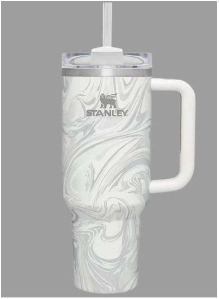 Stanley H2.0 FlowState 40oz Vacuum Insulated Tumbler – Rose Quartz Swirl Travel Mug with Reusable Lid and Straw for Water, Coffee, Smoothies, and Iced Tea – Durable, Stylish, and Leakproof - Image 1