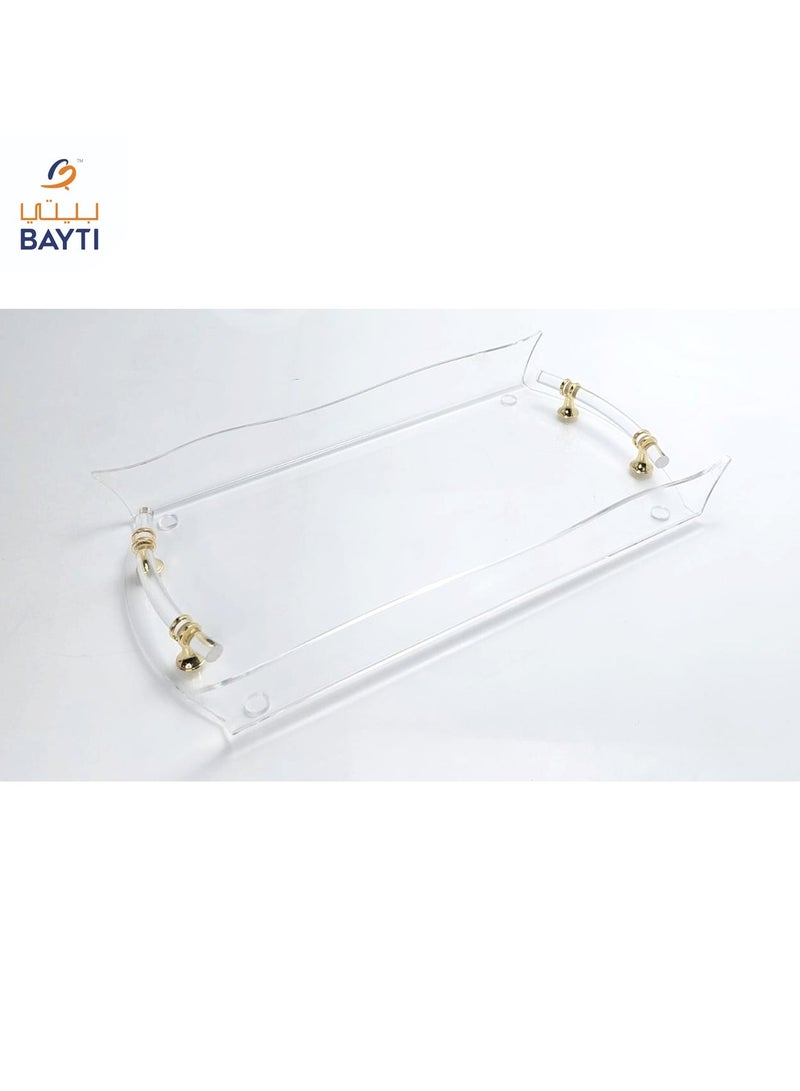 بيتى صينية دوار الشمس متعرجة بمقبض شفاف/فضي/ذهبي مقاس متوسط - Image 1