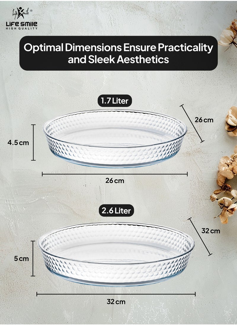 LIFE SMILE Borosilicate Glass Oven Baking Dishes Set of 2 - Round Shape Baking Tray Dishwasher Safe, Fridge & Freezer Safe, Microwave Safe (Design 3) - pzsku/ZC40E7C539AD8A9946CCFZ/45/_/1730555627/44ca80f0-13f9-4d44-b07f-00ef13ce44ec