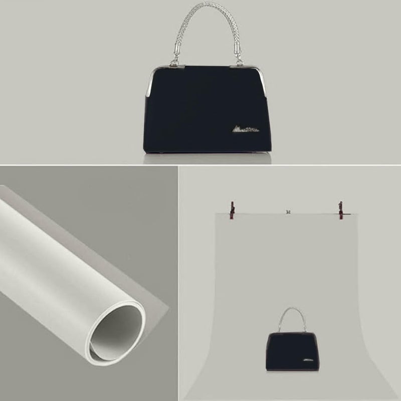 Smiledrive Background Sheet for Photography PVC PP Washable, Seamless Large Size 100x300 cm (Grey and Black) - Image 3