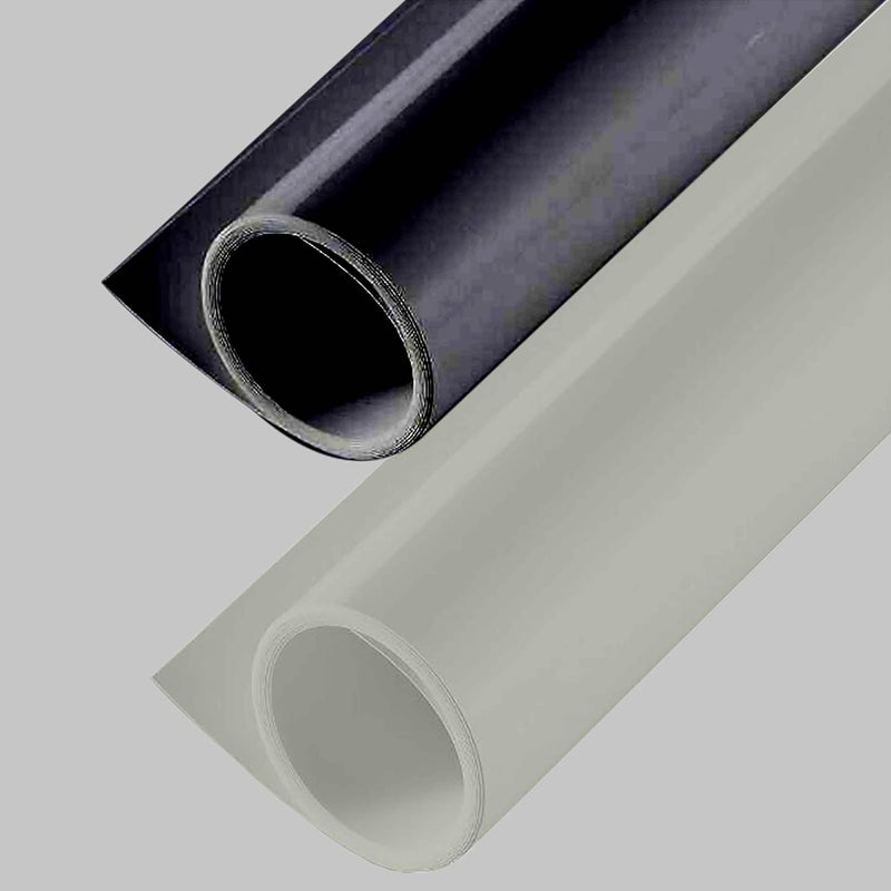 Smiledrive Background Sheet for Photography PVC PP Washable, Seamless Large Size 100x300 cm (Grey and Black) - Image 1