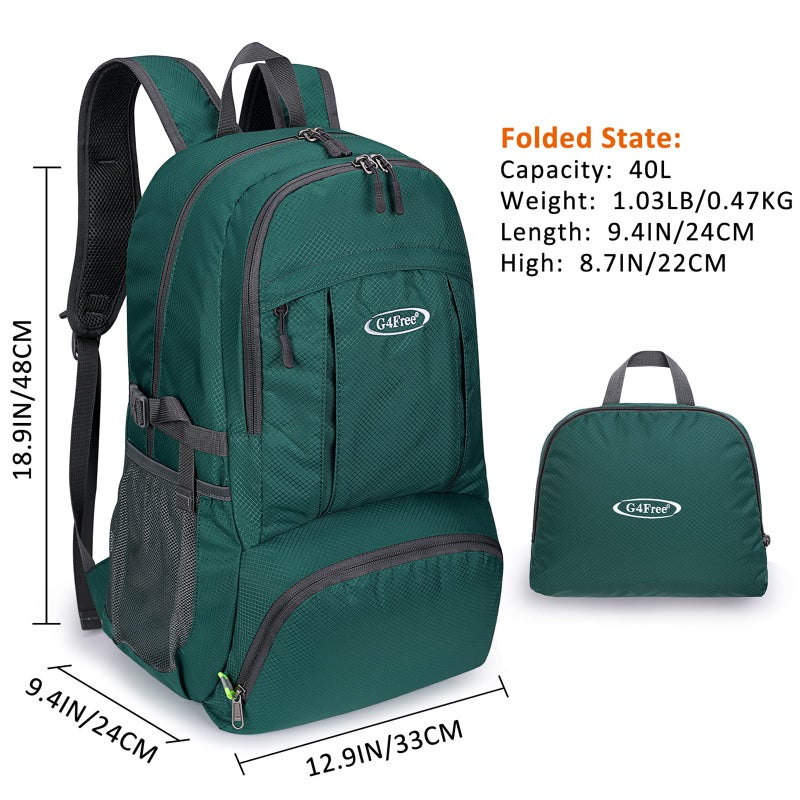 G4Free 40L Lightweight Packable Hiking Backpack, Waterproof Travel Daypack - Image 4