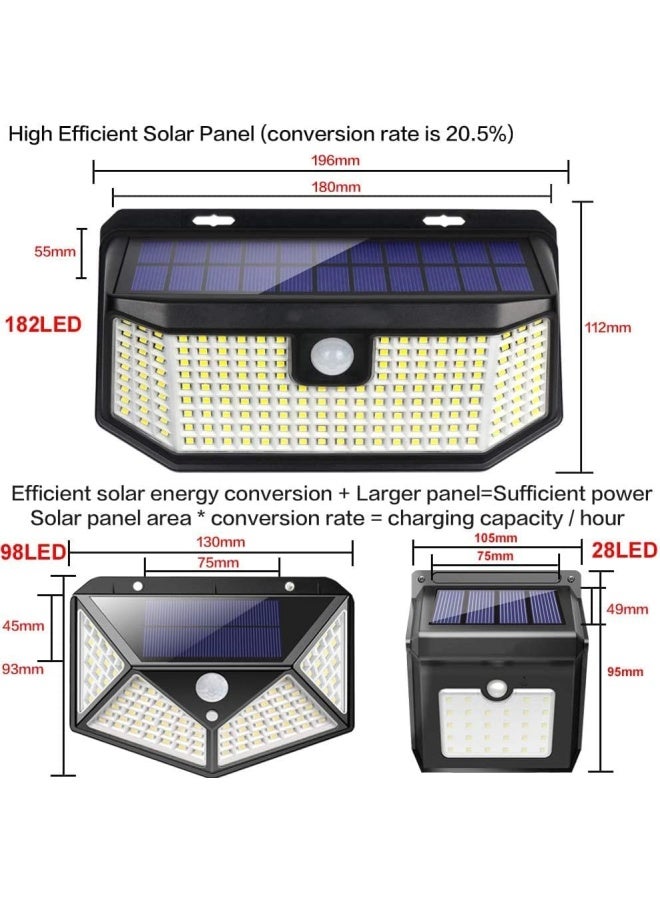 Aootek Solar Lights Outdoor 182 Leds 2500Lm Solar Motion Sensor Lights Ip65 Waterpro Of With Wide Anglefor Patio Garden Garage Yard Front Door 2Pack - Image 3