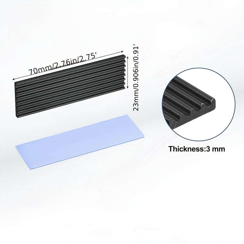 مشتت حراري لقرص M.2 2280 SSD، زعانف تبريد حاسوب DIY مع وسادة حرارية وأشرطة تثبيت لترقية تخزين أجهزة الكمبيوتر المكتبية وPS5 - قطعتان - Image 3