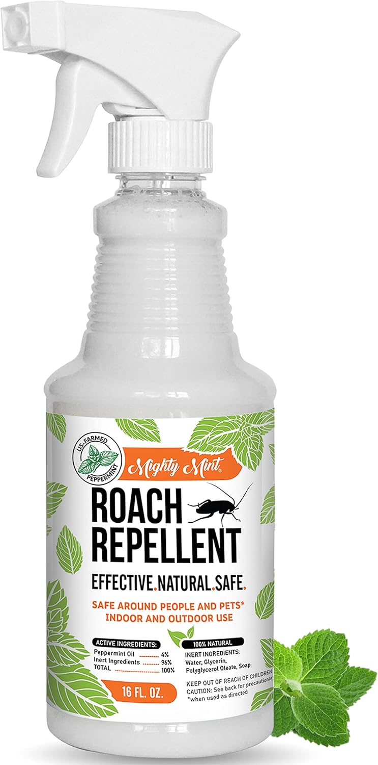Mighty Mint Peppermint Oil Roach Repellent Spray – Natural Cockroach Killer for Indoor & Outdoor Use – Plant-Based Insect & Pest Control – 16 oz - Image 1