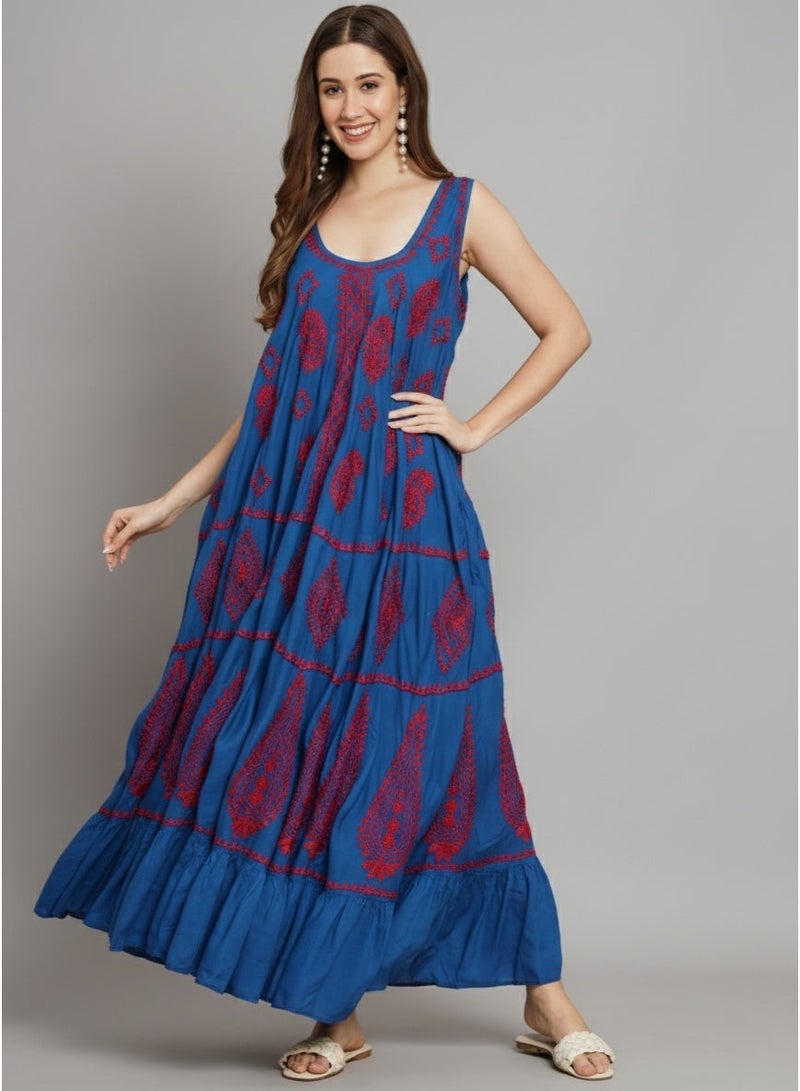 Alaya Hand Embroidered Chikankari Modal Kaftan-AL3605 - Image 4