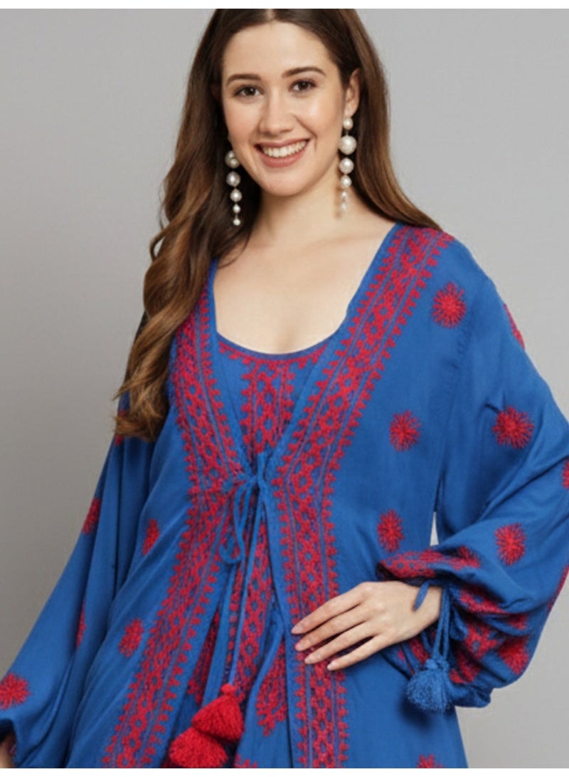 Alaya Hand Embroidered Chikankari Modal Kaftan-AL3605 - Image 3