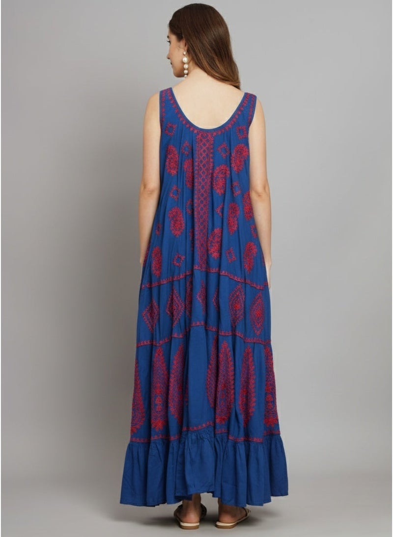 Alaya Hand Embroidered Chikankari Modal Kaftan-AL3605 - Image 5