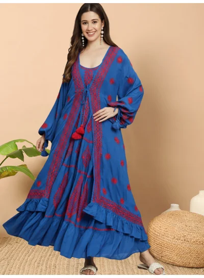 Alaya Hand Embroidered Chikankari Modal Kaftan-AL3605