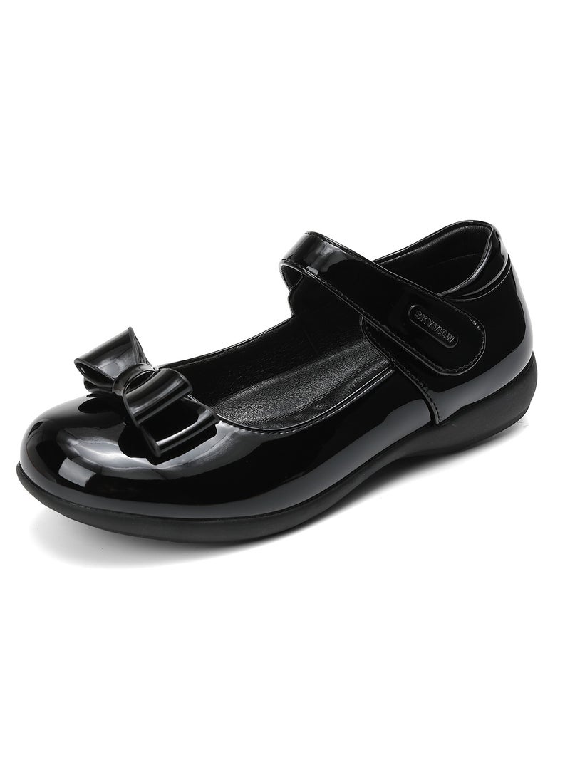 Sky View Girls Dress Shoes,Flower Kid Girl,Bowknot Soft Slip-On Ballet Flat for School Wedding Party Church Dance Practice Indoor Outdoor Little Kid/Big Kid - Image 1