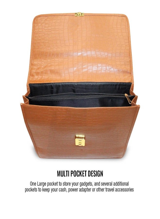 MAN ARDEN "The Vintage Aura Men's Briefcase Organizer Bag With Laptop Storage & 2 Other Compartments, Durable, Soft Zip Closures, Detachable Carry Strap (Brown) - Image 4