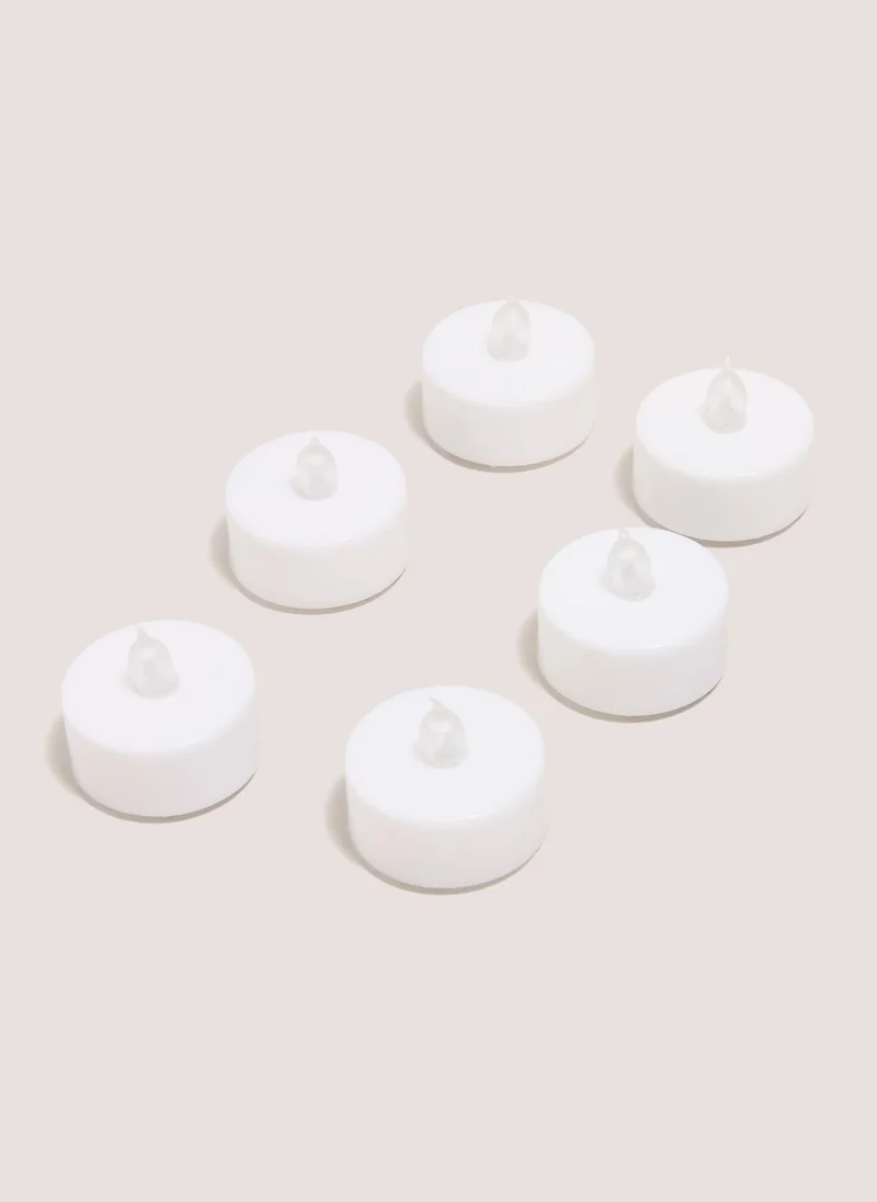 Matalan 6 Pack White LED Tealights (7.6cm x 8cm x 11.5cm)