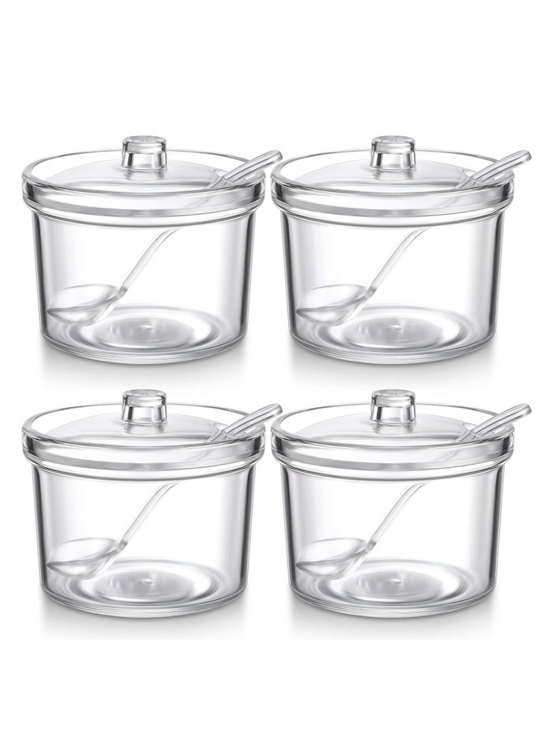 Clear Acrylic Sugar Bowl with Lid and Spoon - Versatile Kitchen Canister for Sugar, Salt, Spices, and Condiments - Perfect for Coffee Bar, Cereal, and Tea Accessories - 7.1 oz Capacity  - Image 1