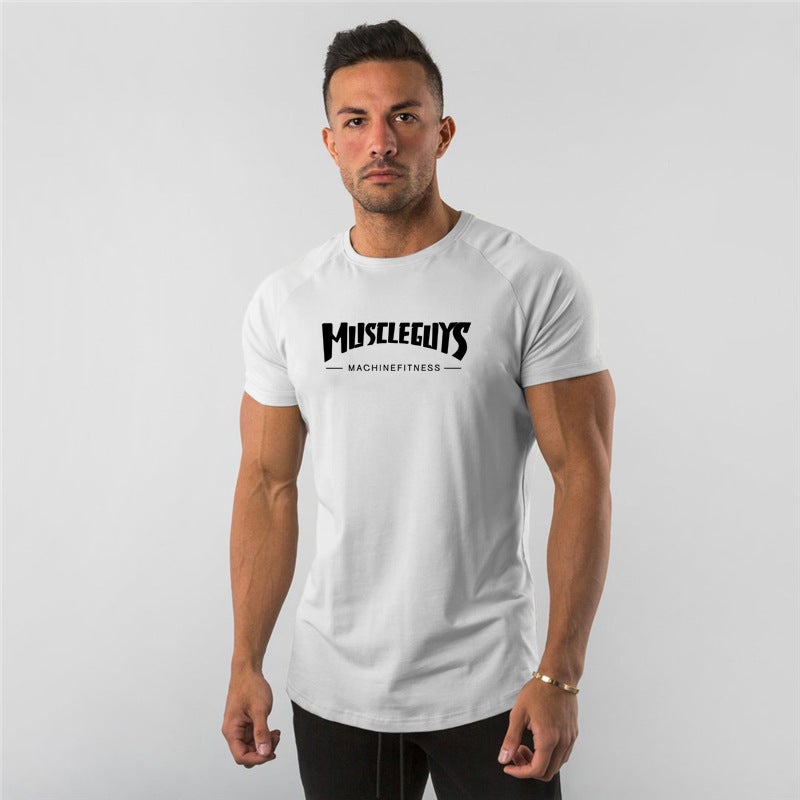 Summer fitness sports short sleeve and men''s slim printed top T-shirt muscle men - Image 2