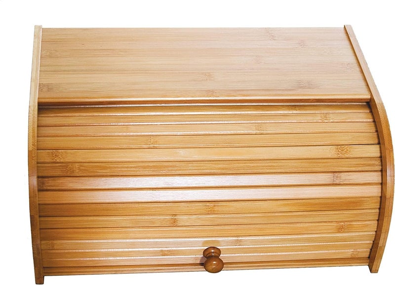 Lipper International Bamboo Wood Rolltop Bread Box - Classic Kitchen Storage Solution - Image 1
