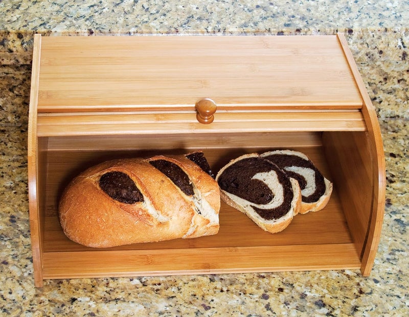 Lipper International Bamboo Wood Rolltop Bread Box - Classic Kitchen Storage Solution - Image 2