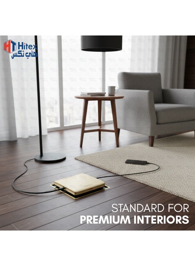 هيتكس صندوق كهرباء أرضي منبثق من هايتكس جيفكس مزود بمقبس ومفتاح | لمسة نهائية ذهبية لامعة | مقبس كهربائي أحادي الفتحة بقوة ١٣ أمبير مع مفتاح | مقاوم للماء أ ب٥٥ | مقبس أرضي مخفي للاستخدام المنزلي والمكتبي والتجاري - Image 3