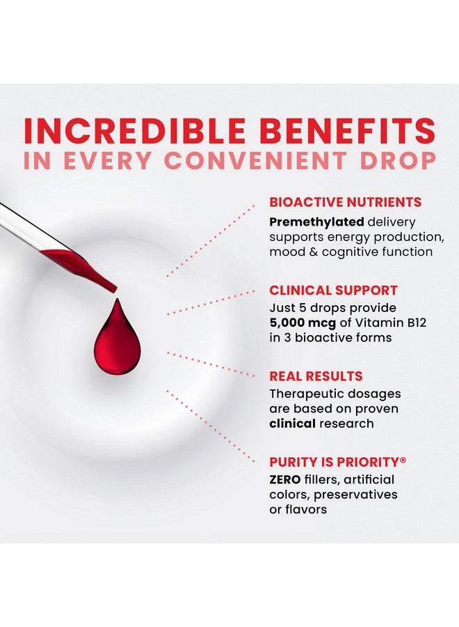 Pure Therapro Rx Pure TheraPro BioActive Vegan Methylated Vitamin B12 Sublingual Liquid Methylcobalamin, Hydroxocobalamin & Adenosylcobalamin 1,000 mcg per Drop (5 Drops = 5,000mcg / 2 Month Supply) 10 ml - Image 3