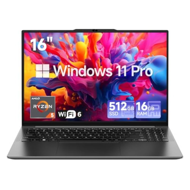 Gaming Laptop 16'', AMD Ryzen 5 Beat i7-1355U,16GB RAM 512GB SSD, Windows 11 Pro Laptop with Office, IPS 2K Display, Backlit Keyboard, 74.1Wh, WiFi 6, BT 5.2, 4K HDMI - Image 1