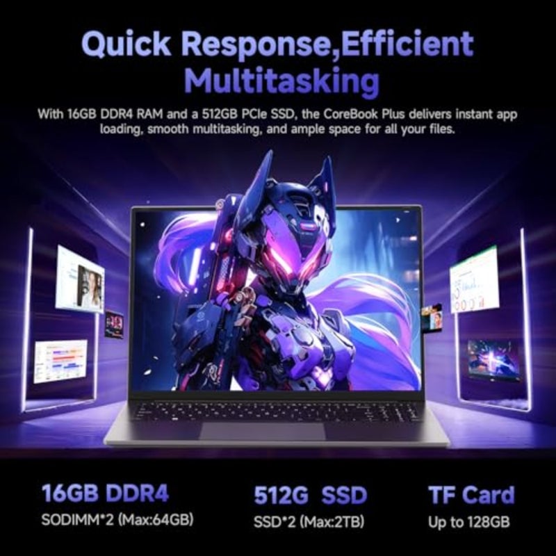 Gaming Laptop 16'', AMD Ryzen 5 Beat i7-1355U,16GB RAM 512GB SSD, Windows 11 Pro Laptop with Office, IPS 2K Display, Backlit Keyboard, 74.1Wh, WiFi 6, BT 5.2, 4K HDMI - Image 4